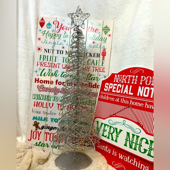 Holiday Christmas Tree Silver Swirls with gold ball and Star - Picture 1 of 4